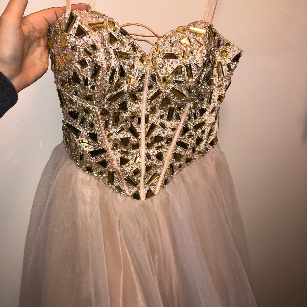 Champagne Dress with Rhinstones